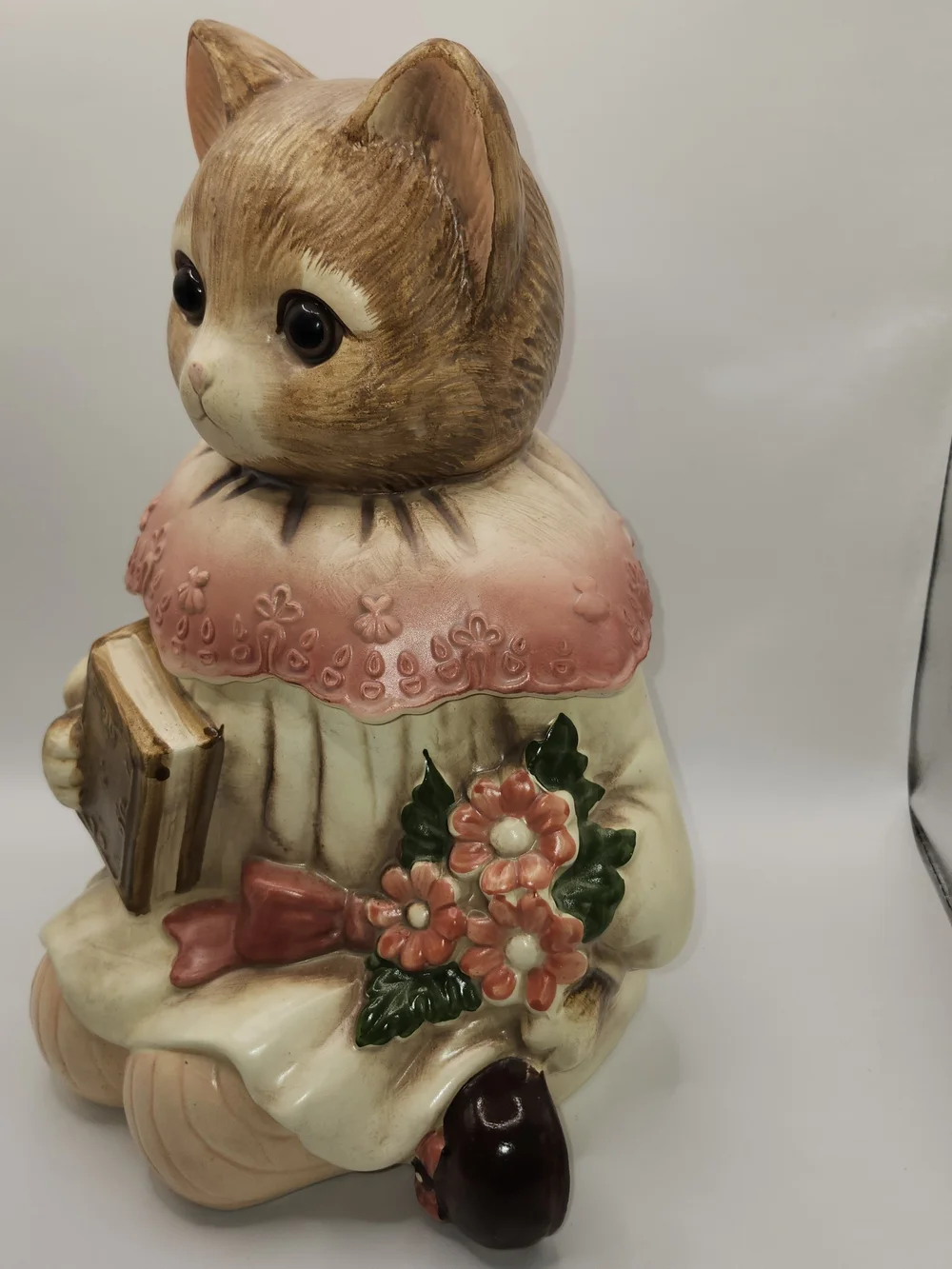 VTG 1980s Emily The Cat Ceramic Cookie Jar Glass Eyes Japan Mervyns Kitsch/EUC